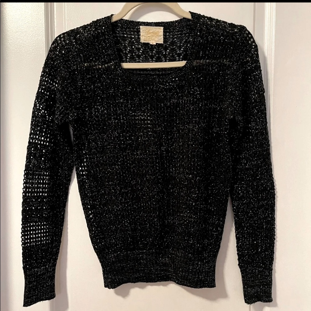 Vintage Sheridan Black Open Weave Sweater top L